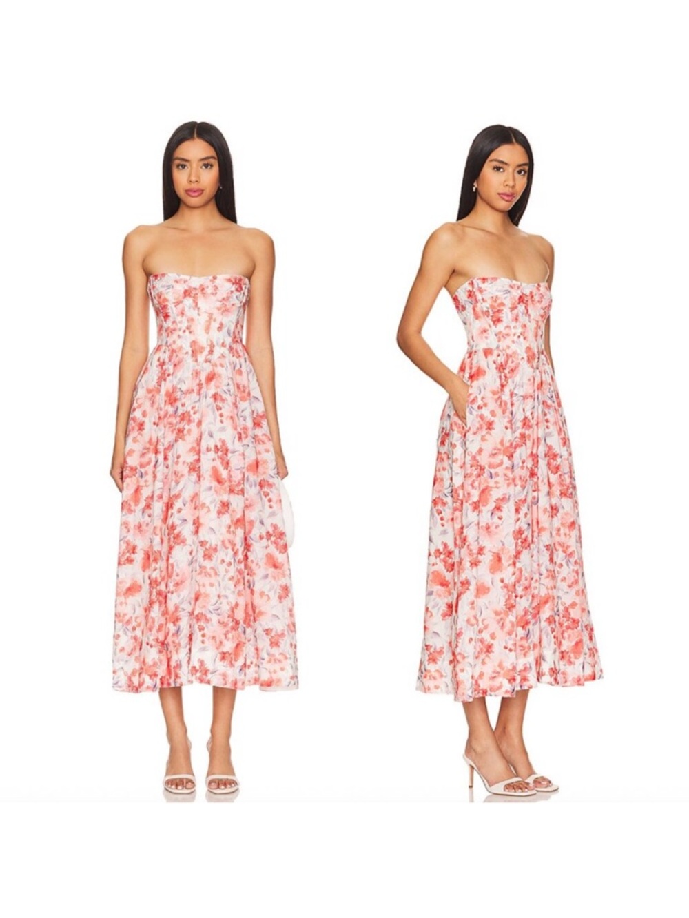 Bardot Floral Strapless Dress